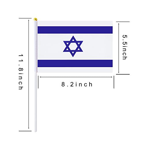 Kind Girl 25 Pack Hand Held Small Mini Israel Flag, Israeli Stick Round Top National Country Flags,Party Decorations Supplies for Parades,World Cup,Festival Events,International Festival. - color: Israel