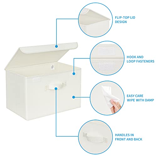 GRANNY SAYS Memory Keepsake Storage Box, Fabric Storage Bins with Lids - color: Ivory White, size: Large