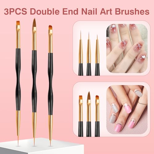 Nail Art Brushes, 3 Pcs Nail Brush Set with Gel Polish Pens and Liner Brush - color: 3PCS Nail Brush Set
