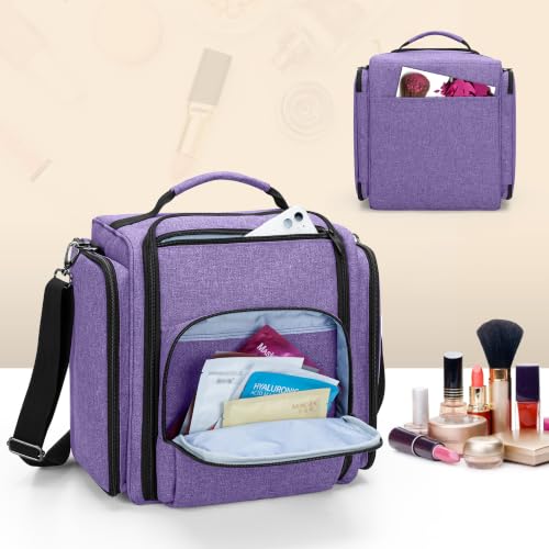 BAFASO Makeup Bag Cosmetic Bag with 4 Inner Removable Pouches, Purple - color: Purple