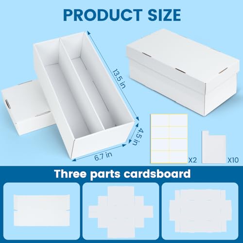 4 Pack Trading Card Storage Box - Holds 320 Top Loaders & 88 One Touch - Cardboard Case with Dividers for Sport Cards (2 Rows) - size: 2 Rows