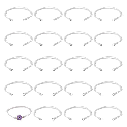 20Pcs Adjustable Braided Cord Bracelets Waxed Polyester Cord Bracelet Making Set Friendship String Bracelets for DIY Women Jewelry Making Supplies (White) - color: White, size: 235mm