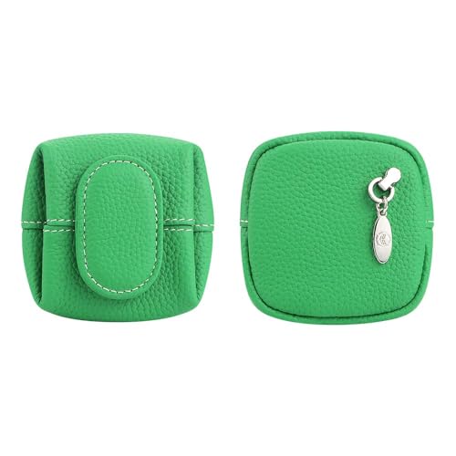 Royal Bagger Genuine Cowhide Leather Coin Purse for Women, Lychee Pattern Mini Change Pouch with Buckle Closure, Compact Accessory Bag 1603 (Bamboo Green) - color: Bamboo Green