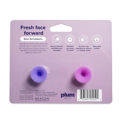 Plum Beauty Heart-Shaped Silicone Skin Scrubber with Suction Cup Mount