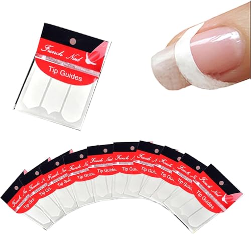 240 Pcs French Manicure Nail Art Stickers Nail Stickers Strips, Self-Adhesive Nail Tips Guides for DIY Decoration Stencil Tools, French Tip Guides 3 Types of arcs Nail Art Accessories