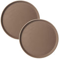 CURTA 2-Pack 16 Inch Round Non Slip Serving Tray, NSF Rubber Lined, Brown - color: Brown-round, size: 16 Inch