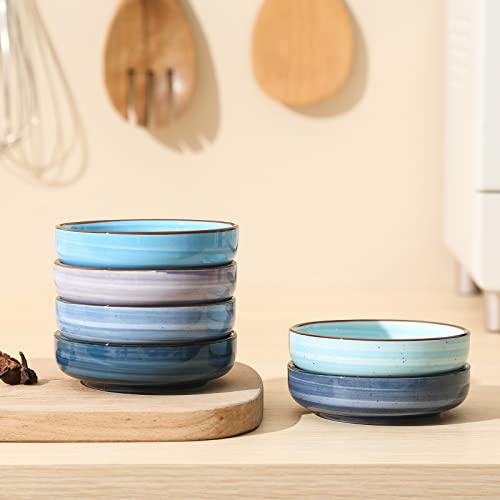 Selamica Ceramic 2.5 OZ Soy Sauce Dish Dipping Bowls Set of 6, 3.3 Inch Small Side Dish Pinch Bowls, Mini Bowls for Condiment, Ketchup, BBQ, Sushi, Gradient Blue - color: Gradient Blue, size: 3.3 Inch, Set of 6
