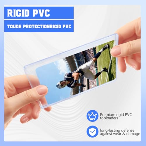 DEDC 50 Top Loader Thick Card Load Holder Storage for Trading Cards Sports Sleeves Hard Plastic 100 Point Protective Toploaders 3"X4" Rigid Memorabilia Collectibles - size: 100pt