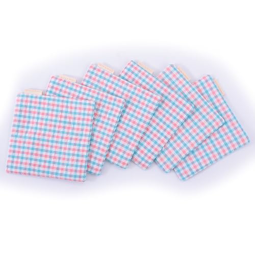RUTH&BOAZ Plaid, Embroidery 100% Cotton Fabric Coasters for Drinks and Home Dinners/Set of 6/4" Square (Seersucker Blue) - color: Seersucker Blue
