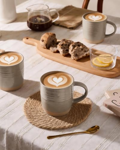 famiware Coffee Mugs Set of 4, 13 oz Mug Set, Ceramic Cup Set with Handle - color: Constellation-Cinnamon Brown, size: 4 Count (Pack of 1)