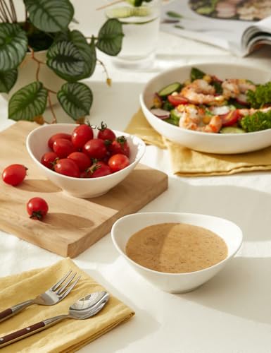 Teocera 5 Inch Porcelain Small Bowls Set, 6 Ounce small serving bowls for Dessert, Ice Cream, Snack, Dipping, Side Dishes, Microwave & Dishwasher Safe- White - color: White, size: 6 Ounce
