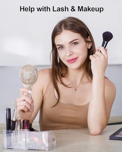 TriPole Portable Handheld Fan Mini Rechargeable Battery Eyelash Fan, Cream - color: Cream(3 Speed)