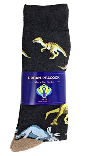 Urban Peacock Men's Novelty Fun Dress Socks Multiple Patterns/Multi-pair Options! - color: Dinosaurs - Black