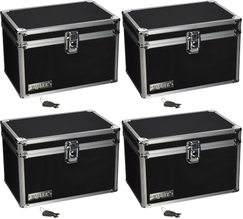 Vaultz Lockable Index Card Holder - Flash Card Organizer for Recipes, Passwords or Studying Holds 550 5x8 Notecards - Index Card Box Study Accessories, Black (Pack of 4) - color: Black, size: 5 X 8 Inch (Pack of 4)