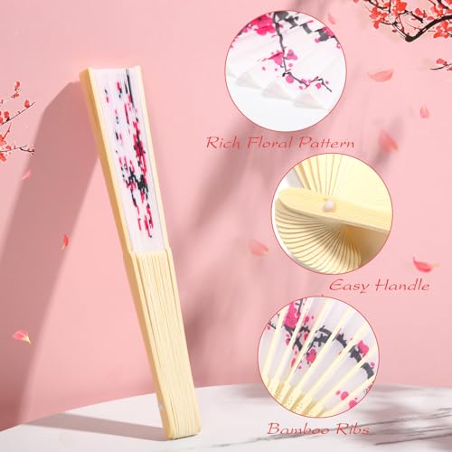 Unittype 24 Pcs Floral Folding Hand Fans for Women, Handheld Fans, Elegant - style: Elegant Style