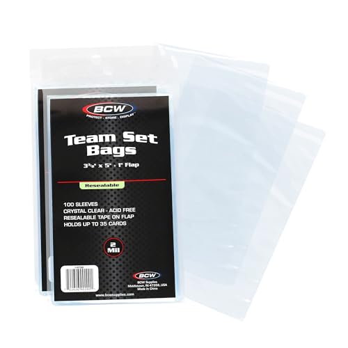 BCW Resealable Team Set Bags, Holds 35 Cards or 5 Toploaders, 200 Count - size: 200 Pack