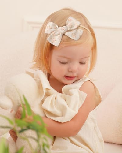 doboi 10PCS Baby Headbands Nylon Hair Bows for Girls Infant Newborn - color: beige