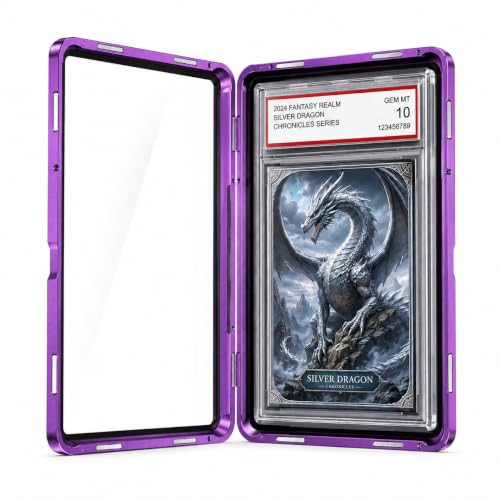 PSA Slab Case, Magnetic 9-Point Lock Display Protector,Purple - color: Purple