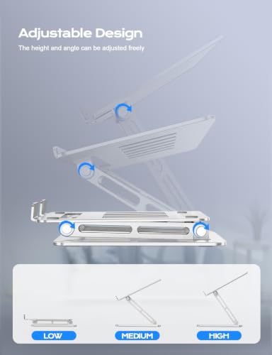 LOXP Portable Laptop Stand, Aluminum Laptop Stand for Desk - Silver - color: Classic Silver