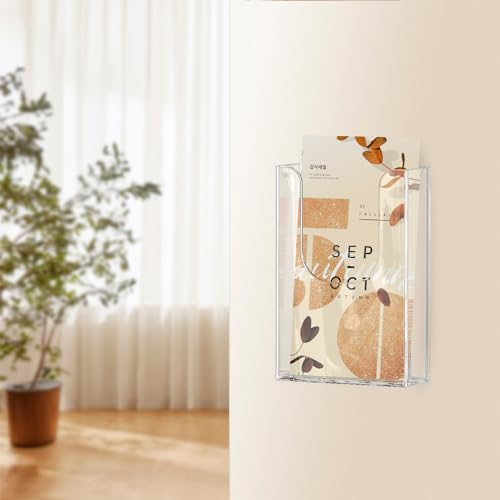 MaxGear Acrylic Brochure Holder Wall Mount, 4 Inch Wide, 3 Pack - size: 4"x9"