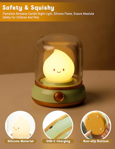 WANIDEA Kids Night Light, Cute Desk Lamp, Holloween Decor - color: Flame Green
