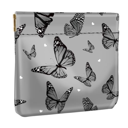 Black Butterflies Squeeze Coin Purse Pouch Small Change Holder - color: Black Butterflies, size: Small (4.4"x3.85")
