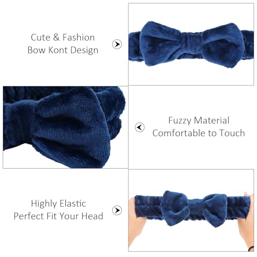 10 Pack Navy Blue Soft Spa Headband for Women Girls - color: Navy Blue