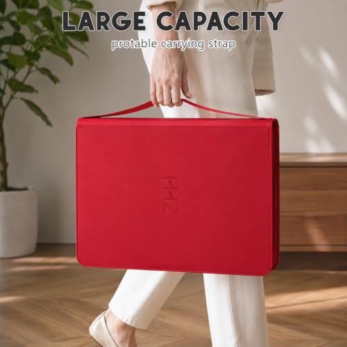 HHZ 16-Pocket Trading Card Binder, 832 Slots, Side Loading, Ringless -Red - color: Red