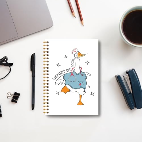 Funny Registered Nurse RN Gifts Notebook, Nurse Appreciation Gifts Journal, Nurses Week Day Gift, Registered Nursing Goose Hardcover Spiral Notebooks 5.5x8.3 Inch - color: Section 10