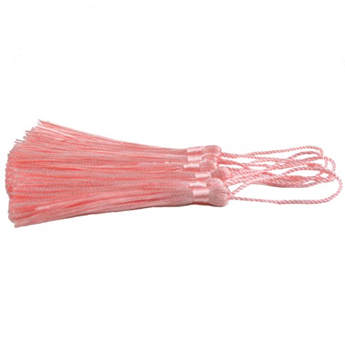 100Pcs 5 Inch Silky Bookmark Tassels for Jewelry, Souvenir(Light Pink) - color: Light Pink