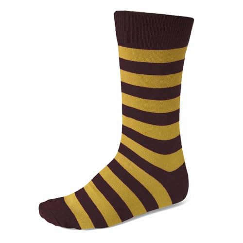 tiemart Men's Socks, Fits Men's Shoe Sizes 8-12 - color: Brown and Gold Striped