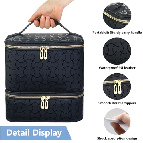 CTWWFS Nail Polish Organizer and Nail Lamp Case, Nail Kit Organizer Holds 30 Bottles (15ml - 0.5 fl.oz) and a Nail Lamp, Nail Polish Carrying Case with Manicure Tools Storage Sections (B-Black) - color: B-Black
