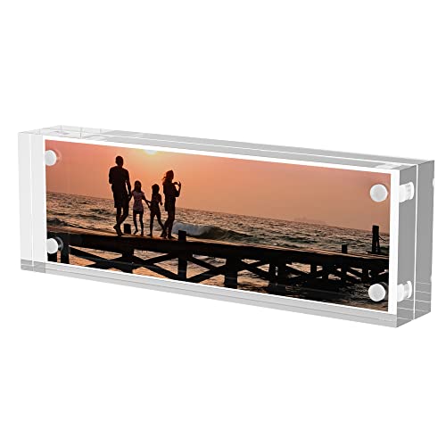 Sezanrpt 2x6 Acrylic Pictures Frames, Transparent 2 Sided Ticket Frame Postcard Frame, Tabletop Small Tiny Acrylic Magnetic Picture Frames for Family, 12 + 12MM Thickness… - size: 2'' x 6''