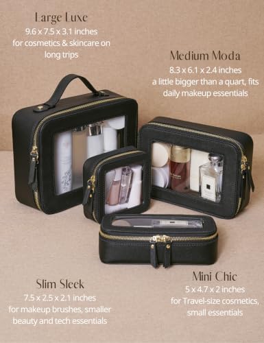 Popvibe Small Clear Makeup Bag for Purse, Travel Cosmetic Case, Black, Mini - color: Black, style: Mini Chic