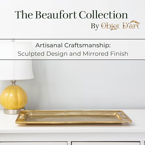Objet D'Art Beaufort Rectangular Gold Bar Tray, Set of 2 - color: Beaufort