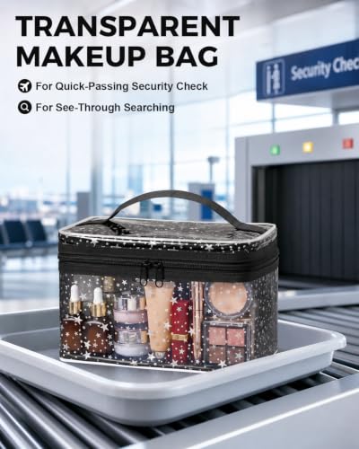 Star Clear Makeup Bag, Waterproof Travel Cosmetic Bag Toiletry bag,Black - color: Black