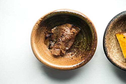 Colias Wing 3.5" Retro Style Black/Brown Stylish Design Multipurpose Porcelain Side Dish Bowl Seasoning Dishes Soy Dipping Sauce Dishes-Set of 5 - color: Set-of-5-Assorted