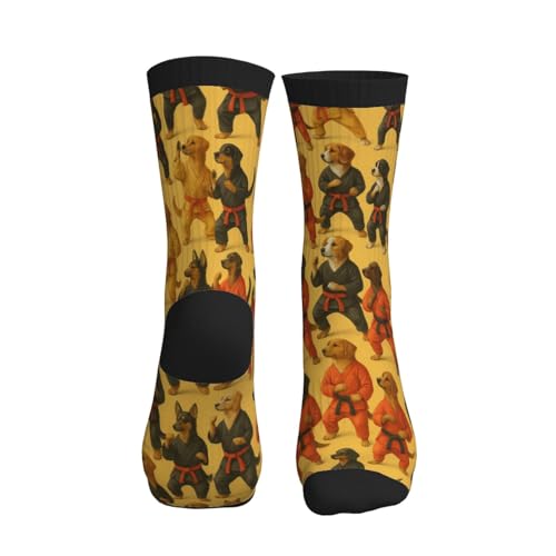 Crew Athletic Socks Funny Crazy Casual Sports Novelty Dress Socks for Women Men Running Hiking - color: Funny Yellow Dog