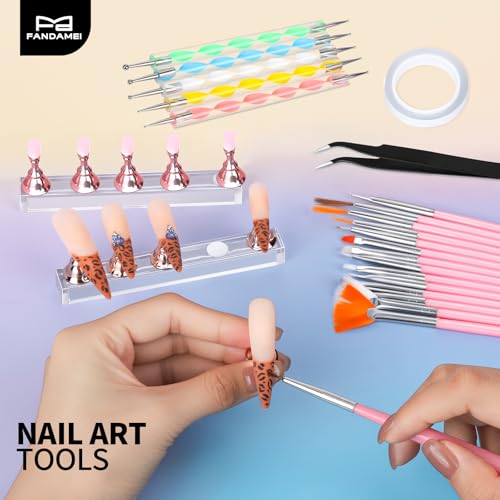 FANDAMEI Nail Art Tools, Nail Stuff, Nail Supplies, Nail Stand, Nail Brush - color: Pink