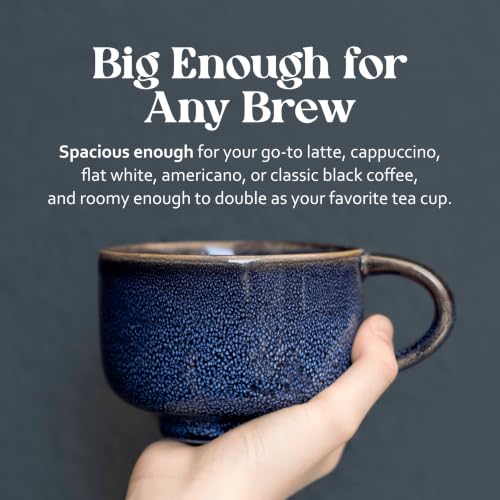 NOVA CERAMICS Navy Blue Extra Large Coffee Mug - 16 oz Ceramic Mug - Abyss - color: Abyss