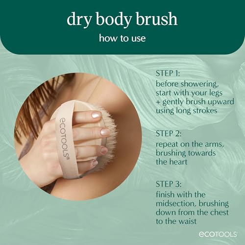 EcoTools Dry Body Brush for Dry Brushing, Smooth Skin, 1 Count - color: No Color, size: 1 Count (Pack of 1)