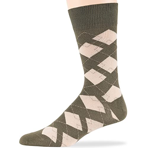 7BIGSTARS Men Cotton Patterned Crew Dress Socks 4-6 Pack, L 9-12 - color: Brown, Olive Green, Khaki (A40)