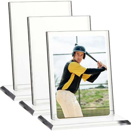 Mudder 3 Pack Acrylic Baseball Card Frame Display Stand Trading Card Holder Clear Display Stand