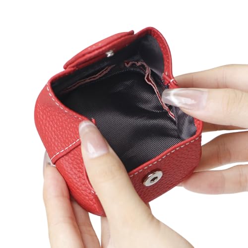 Royal Bagger Genuine Cowhide Leather Coin Purse for Women, Lychee Pattern Mini Change Pouch with Buckle Closure, Compact Accessory Bag 1603 (Black) - color: Black