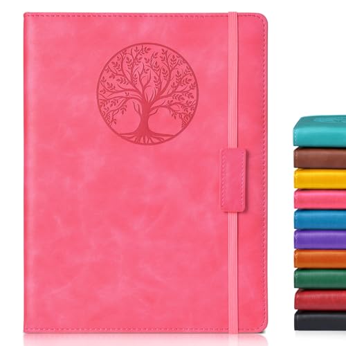 Biuwory B5 Leather Journal Notebook, 256 Lined Pages, Hardcover 7.8"×10.2" - color: Pink, size: Lined-256 Pages (7.8"×10.2")
