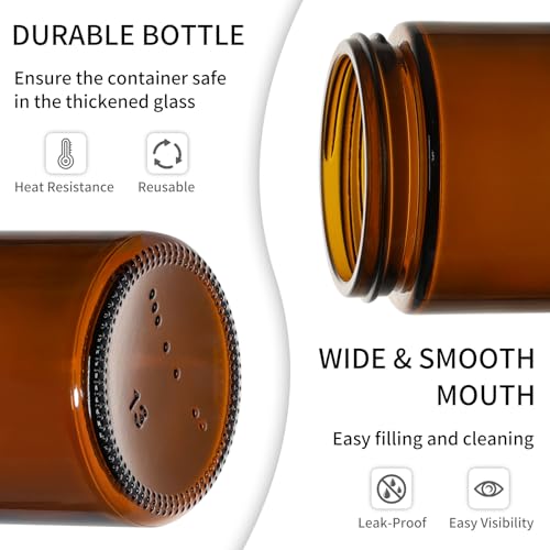 KEYWING 8oz Amber Glass Jars with Black Lids, 30 Pack Cosmetic Containers - color: Amber, size: 8oz-30Pack