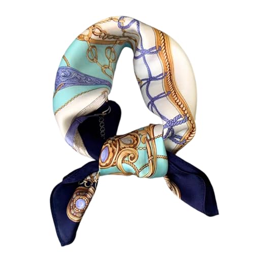 100% Mulberry Silk Neck Scarf for Women Square Neckerchief – 21 inch - color: Blue