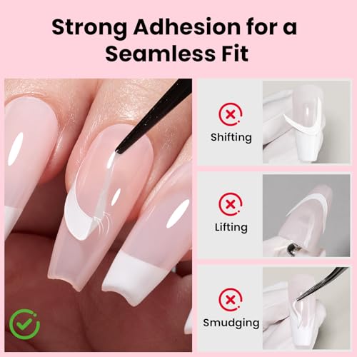 Beetles French Manicure Nail Art Stickers 30 Sheets French Tip Tool - color: G-White-30