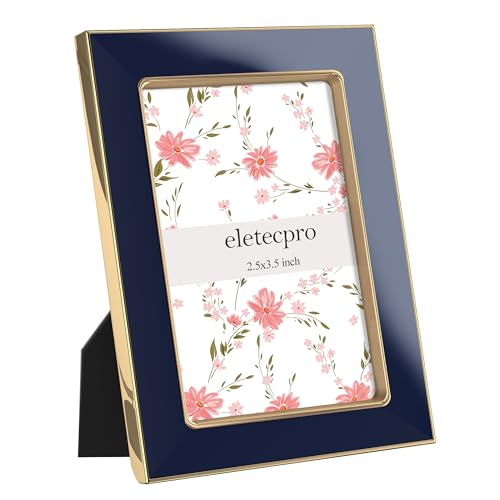 eletecpro 2.5x3.5 Enamel Picture Frame with Real Glass Cover, Navy, 2-Pack - color: Navy, size: 2.5x3.5