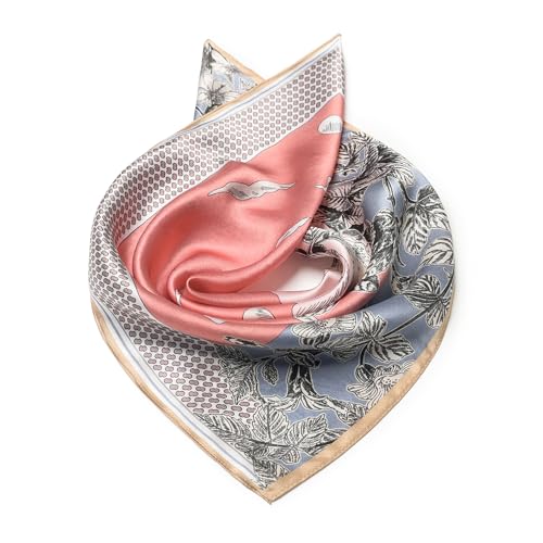 100% Mulberry Silk Scarf - 21" Square Lightweight Neckerchief, Gift Packed - color: Pink-9